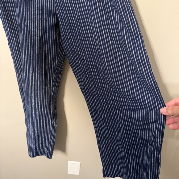 Old Navy Pinstripe Jumpsuit with adjustable straps and smocking in size Medium - Picture 3 of 7